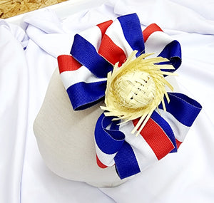 Cintillo tipico dominicano, tricolor con sombrerito. Para niñas