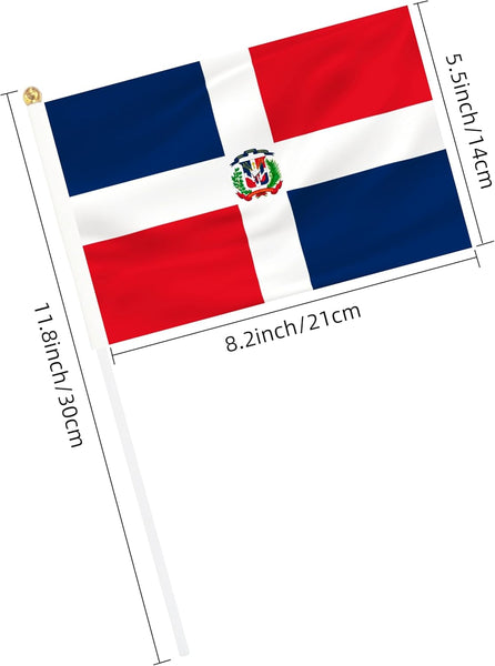 Bandera dominicana de mano, tamaño 5.5" x 8.2"