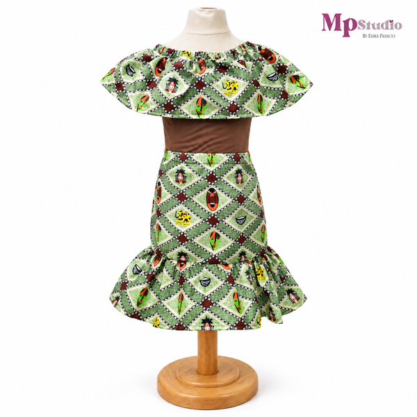 Conjunto Africano Infantil de 3 Piezas con Turbante