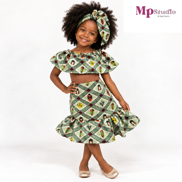 Conjunto Africano Infantil de 3 Piezas con Turbante
