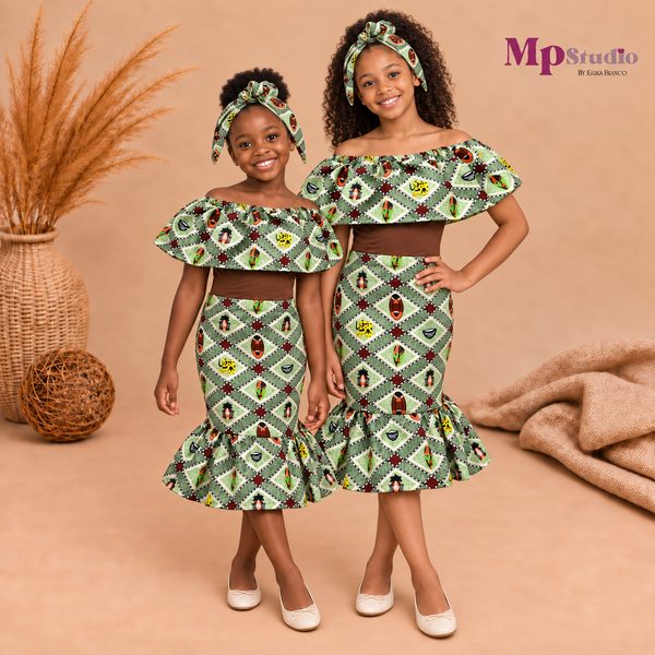 Conjunto Africano Infantil de 3 Piezas con Turbante