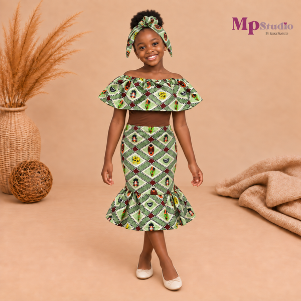 Conjunto Africano Infantil de 3 Piezas con Turbante