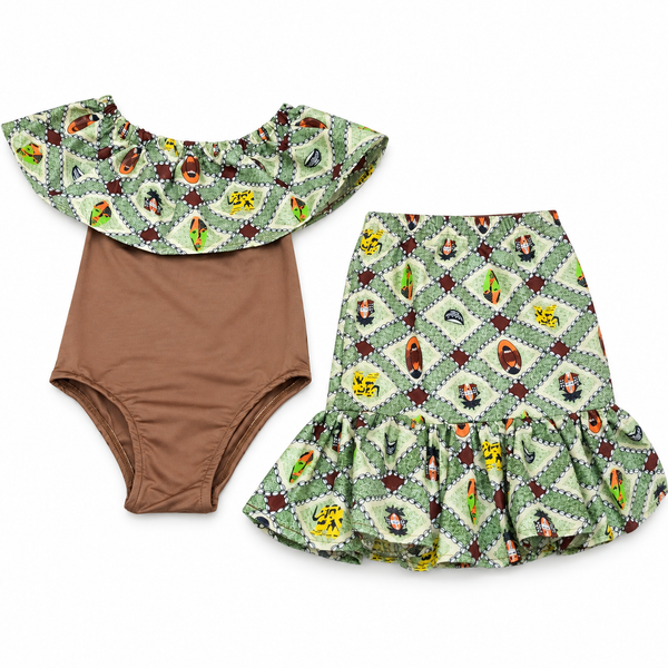 Conjunto Africano Infantil de 3 Piezas con Turbante