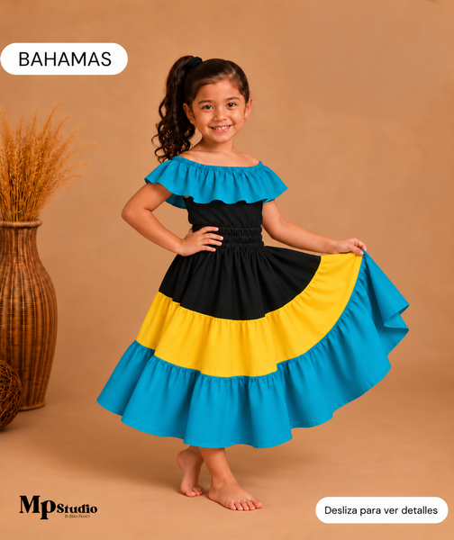 Set Típico de Bahamas – Leotardo y Falda | Niños y Adultos
