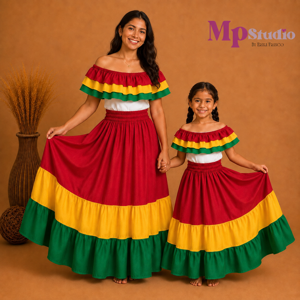 Set Típico Bolivia – Leotardo y Falda | Niños y Adultos