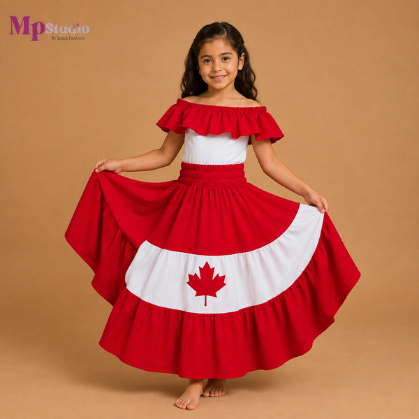 Set Típico Canadá – Leotardo y Falda | Niños y Adultos