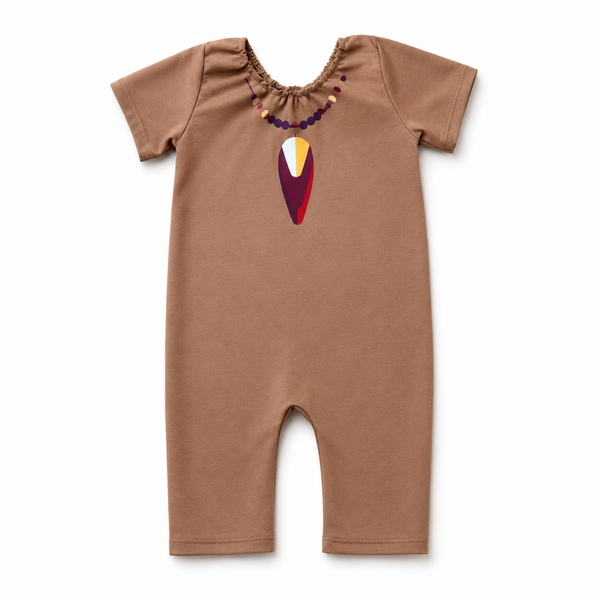 Conjunto Taíno para Niña de 3 Piezas | Body, Falda y Accesorio con Plumas