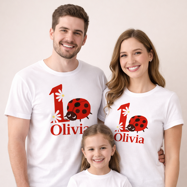 Camisetas familiares inspiradas en Mariquita, Cumpleaños Mariquita