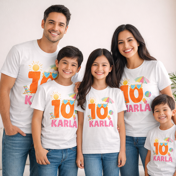 Camisetas familiares inspiradas en pool party, Cumpleaños de piscina