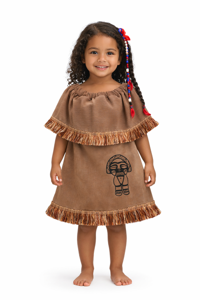 Vestido Básico de India nativa para niñas, Taina disponible en tallas desde 12 meses hasta #12