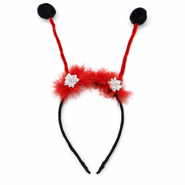Antenitas de mariquita, cintillo negro con antena par niños