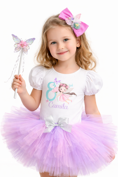 Set de tutu inspirados en mariposas plateadas y rosada, tutu para cumpleaños de mariposas