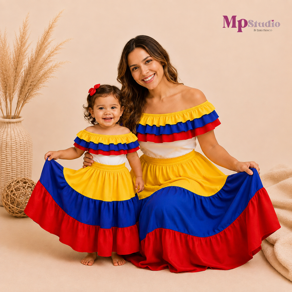 Set Típico Colombiano – Leotardo y Falda | Niños y Adultos