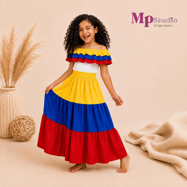 Set Típico Colombiano – Leotardo y Falda | Niños y Adultos