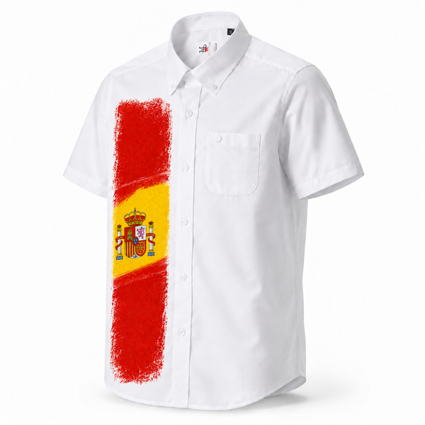 Camisa de España para Niño – Blanca con Diseño de la Bandera Española| Tallas 2 a 14