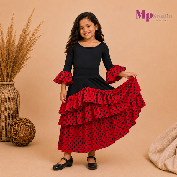 Set Típico Español – Leotardo y Falda de Flamenco | Niñas
