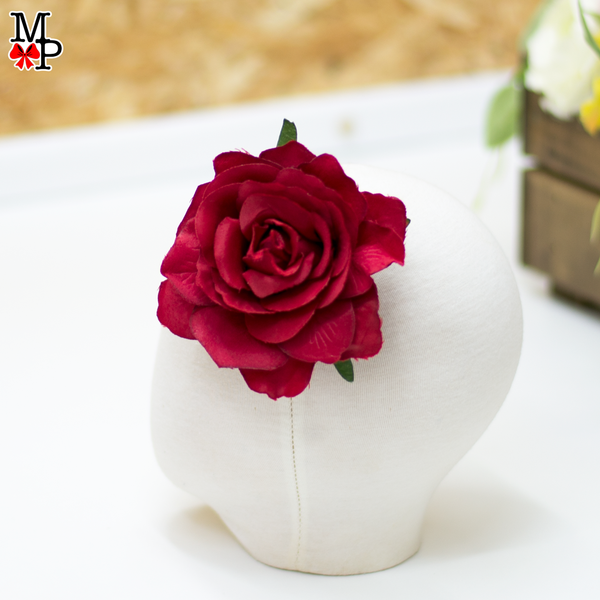 Accesorio para el pelo, Rosa roja española para baile falmenco, Pinza