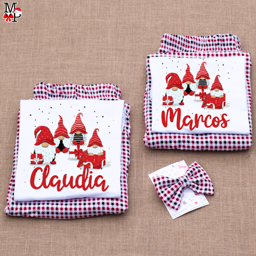 Set de Pijama Navideñas para adultos, Christmas Gnomes, DISPONIBLE TALLA M