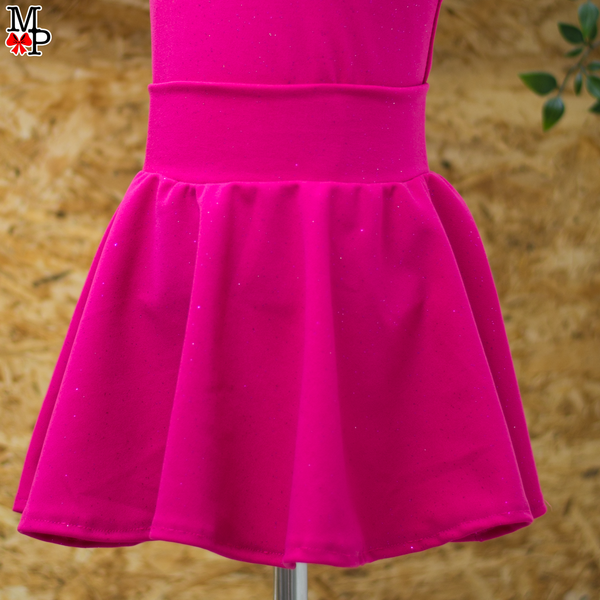Set de Falda Circular rosado fucsia, personalizado con nombre, Coleccion Pink Lover. SOLO TALLA 4