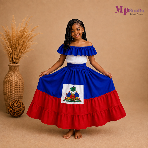 Set Típico Haitiano – Leotardo y Falda | Niños y Adultos