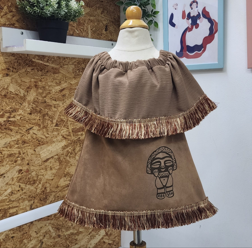Vestido Básico de India nativa para niñas, Taina disponible en tallas desde 12 meses hasta #12
