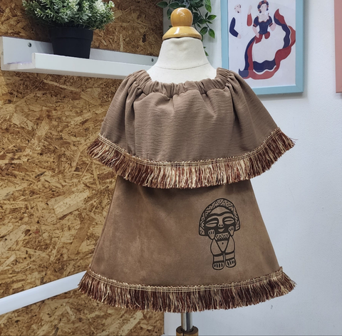 Vestido Básico de India nativa para niñas, Taina disponible en tallas desde 12 meses hasta #12