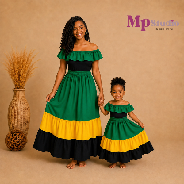 Set Típico Jamaica – Leotardo y Falda | Niños y Adultos