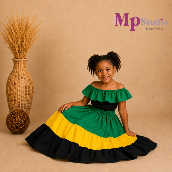 Set Típico Jamaica – Leotardo y Falda | Niños y Adultos
