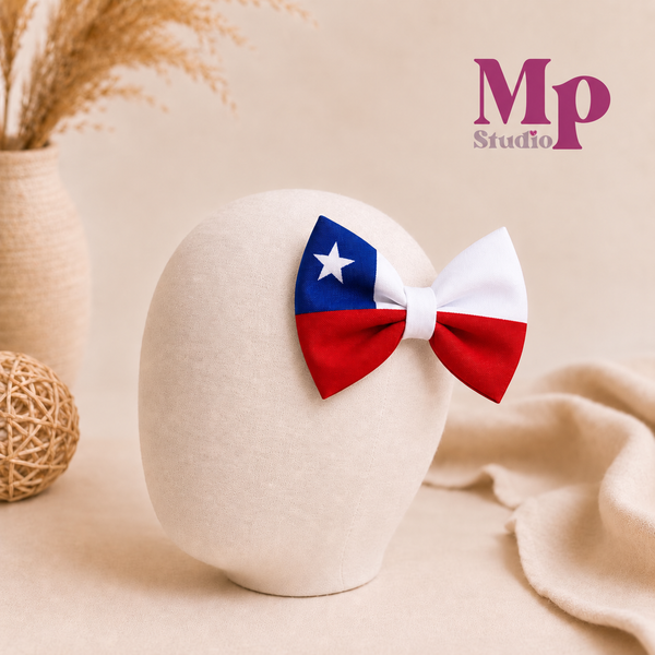 Lazo de Chile 5” con Pinza – Accesorio Patriótico para Niñas 🇨🇱