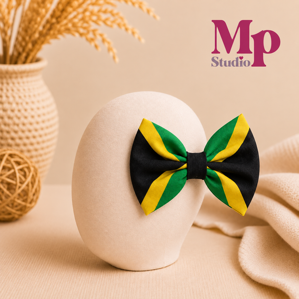 Lazo de Jamaica 5” con Pinza – Accesorio Patriótico para Niñas 🇯🇲