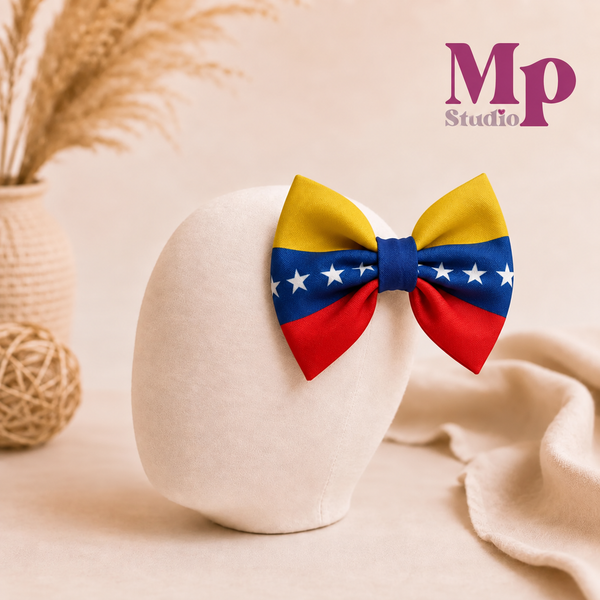Lazo de Venezuela 5” con Pinza – Accesorio Patriótico para Niñas 🇻🇪