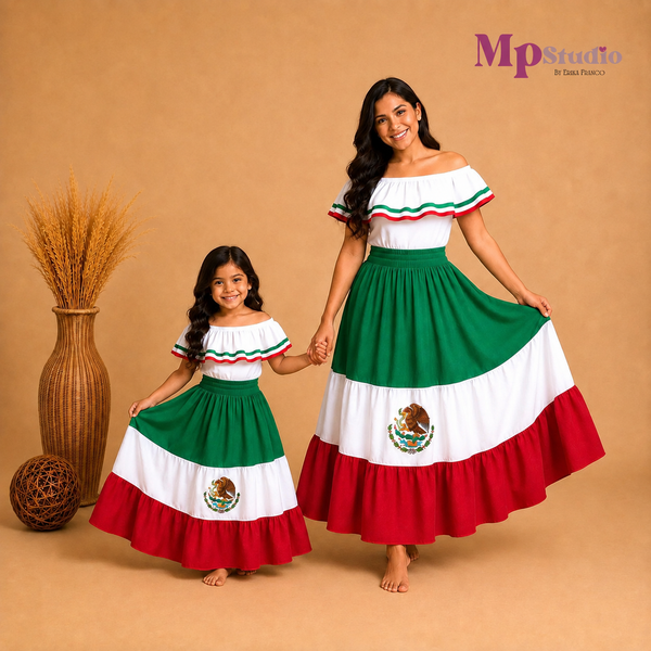 Set Típico Mexicano – Leotardo y Falda | Niños y Adultos