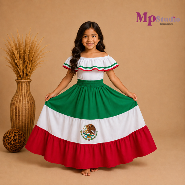 Set Típico Mexicano – Leotardo y Falda | Niños y Adultos