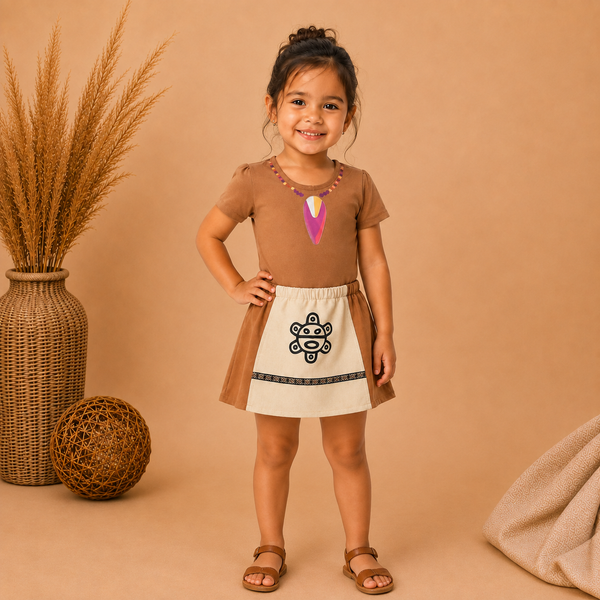 Conjunto Taíno para Niña de 2 Piezas | Body y Falda