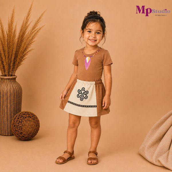 Conjunto Taíno para Niña de 2 Piezas | Body y Falda