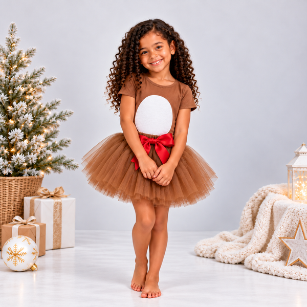 Disfraz de Reno Navideño para Niñas | Body y Falda Tutú