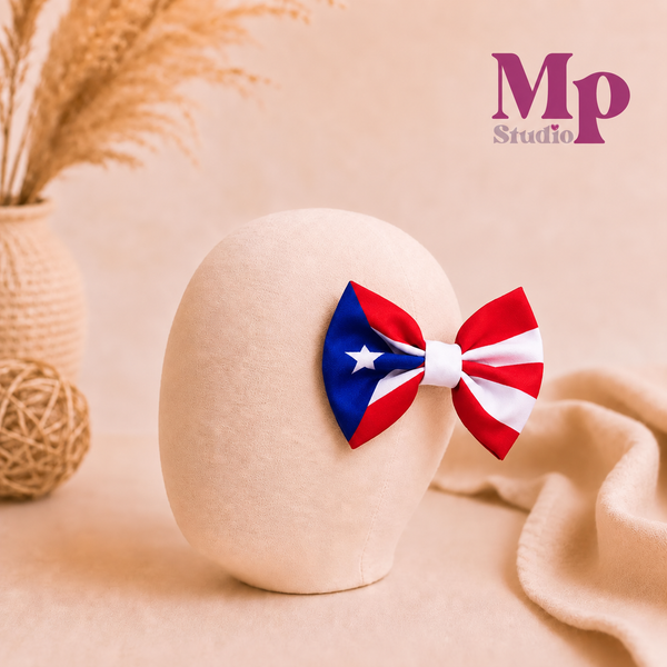 Vestido de Puerto Rico para Niñas + Lazo con Pinza 🇵🇷