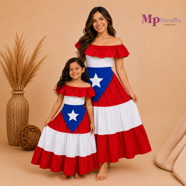 Set Típico Puerto Rico – Leotardo y Falda | Niños y Adultos