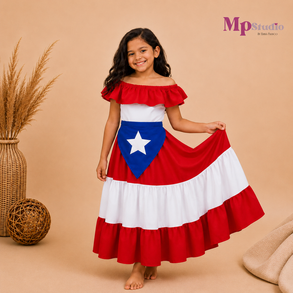 Set Típico Puerto Rico – Leotardo y Falda | Niños y Adultos