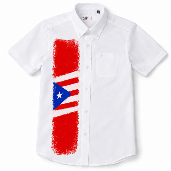 Camisa de Puerto Rico para Niño – Blanca con Diseño de la Bandera Puertorriqueña | Tallas 2 a 14