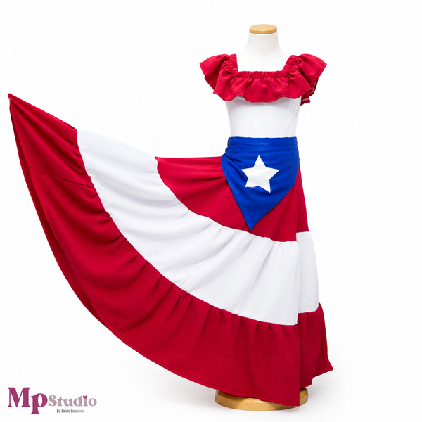 Set Típico Puerto Rico – Leotardo y Falda | Niños y Adultos