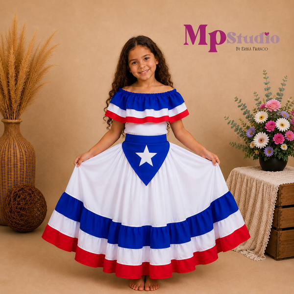 Set Típico Puerto Rico – Leotardo y Falda | Niños y Adultos