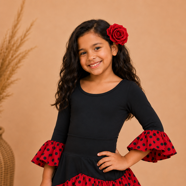 Rosa Roja Flamenca para el Cabello – Pinza Española para Baile Flamenco