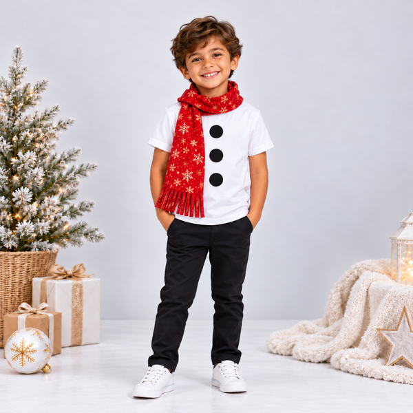 Conjunto de Muñeco de Nieve para Niños | T-Shirt y Bufanda