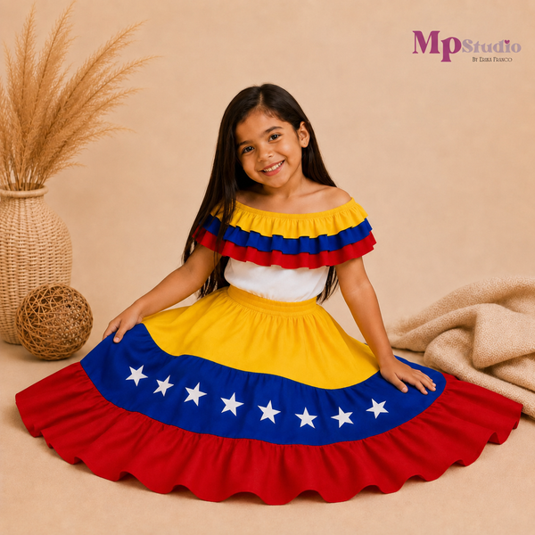 Set Típico Venezuela – Leotardo y Falda | Niños y Adultos