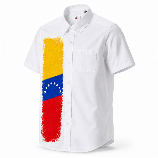 Camisa de Venezuela para Niño – Blanca con Diseño de la Bandera Venezolana | Tallas 2 a 14