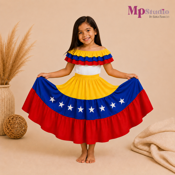 Set Típico Venezuela – Leotardo y Falda | Niños y Adultos