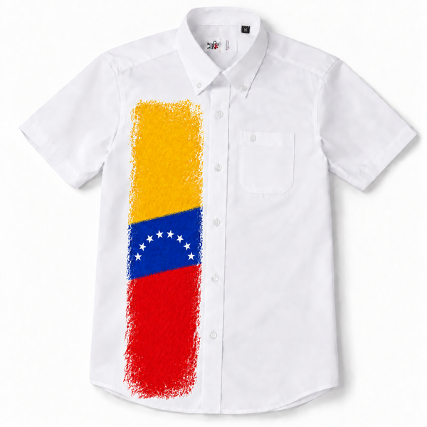 Camisa de Venezuela para Niño – Blanca con Diseño de la Bandera Venezolana | Tallas 2 a 14