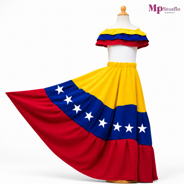 Set Típico Venezuela – Leotardo y Falda | Niños y Adultos