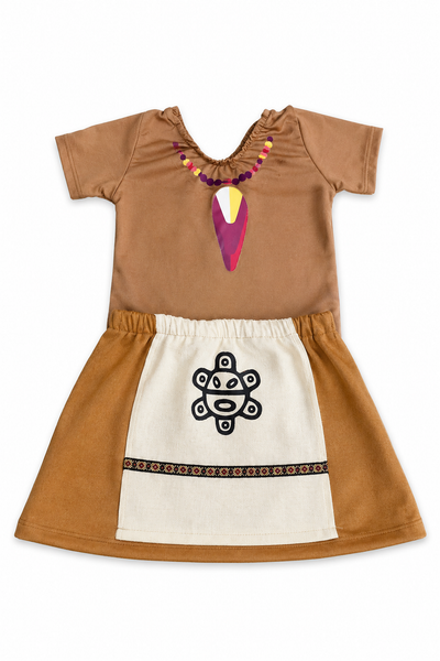 Conjunto Taíno para Niña de 2 Piezas | Body y Falda